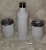 3 Piece 17 Oz and 12 Oz Sublimation (blanks) Drink Tumbler Set in silver gift box