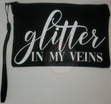 Small (4"x7") Pre-Decorated Makeup/Cosmetic Bag - Black